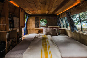 beautiful-view-bed-inside-vintage-wooden-van | Patriots RV Services