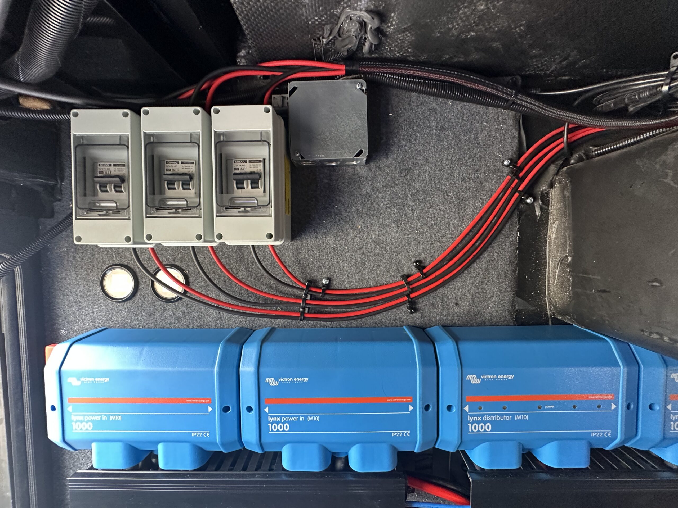 Victron Lynx system with breakers and battery monitors installed by Patriots RV Services