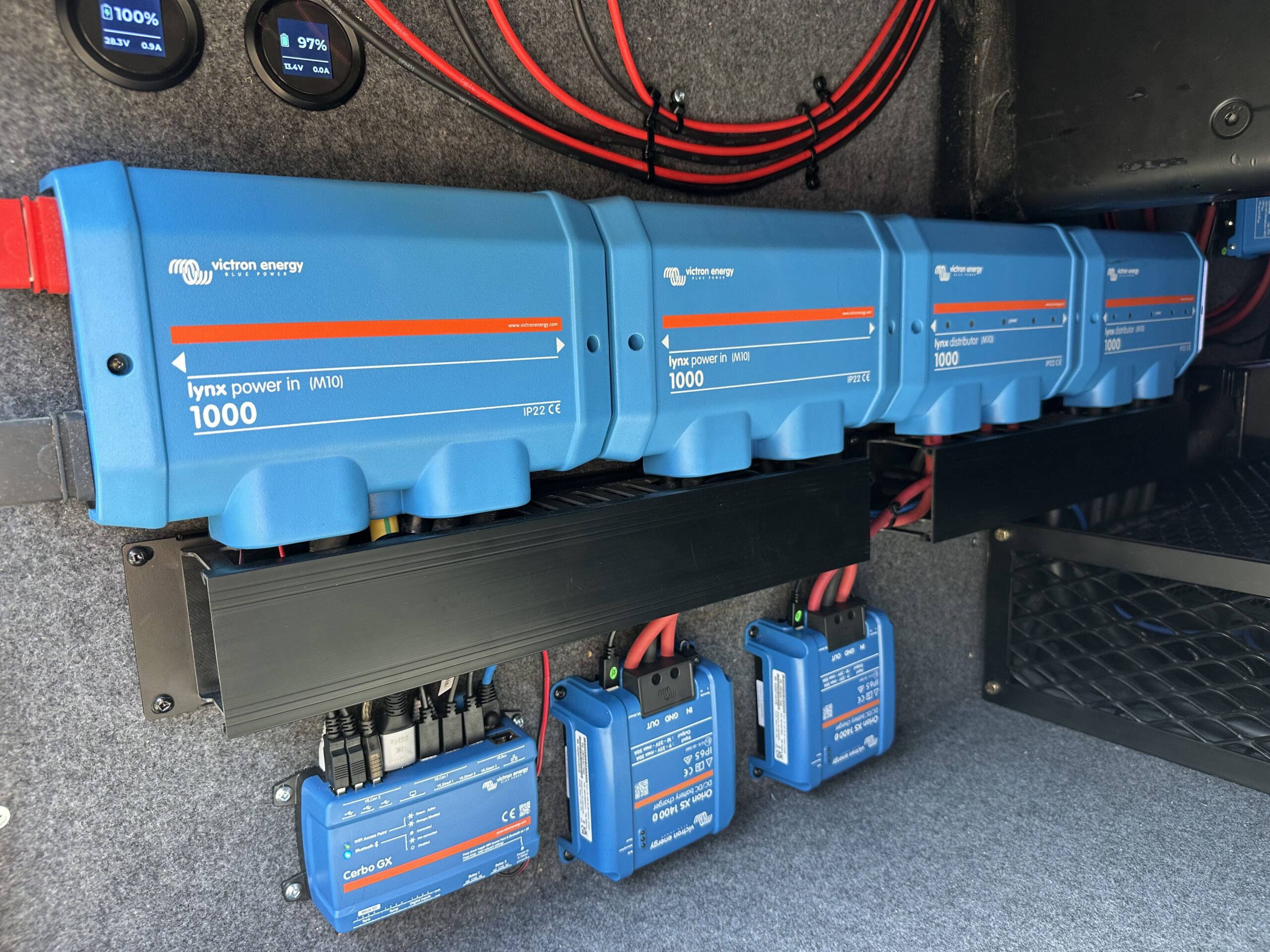 Victron Energy Lynx Power In 1000 system with Cerbo GX monitoring and Orion charge controllers