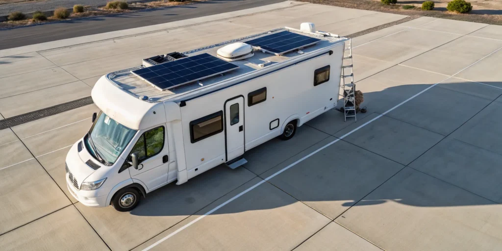 A completed project showing how to install solar panels on an RV.