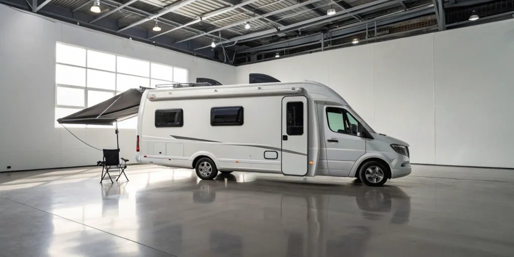 An RV running on a complete off-grid power system.