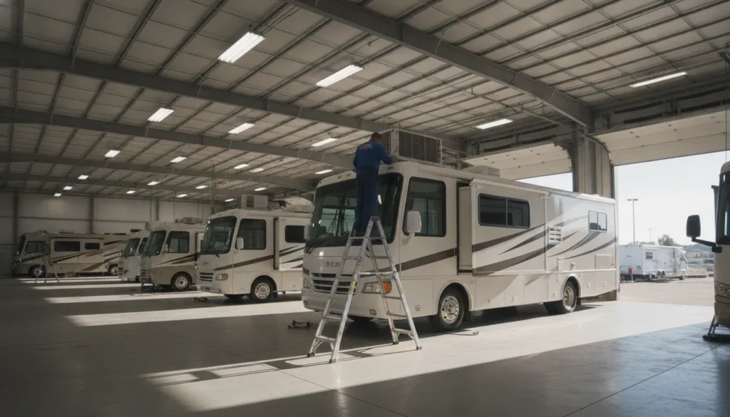 RV AC repair vs replacement diagnostic inspection by a technician