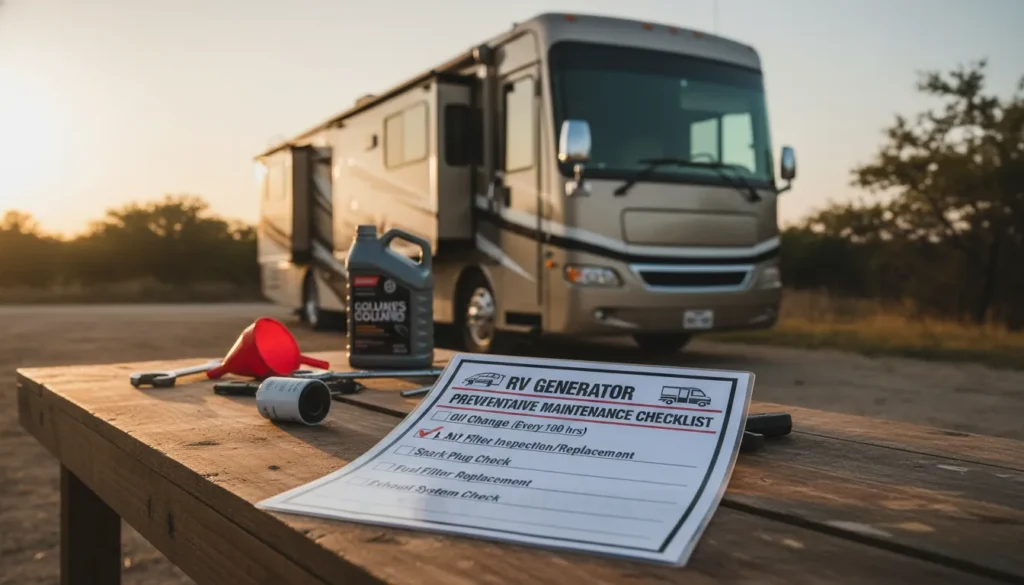 RV generator maintenance checklist before a North Texas road trip
